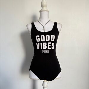2016 PINK “good vibes” graphic body suit.